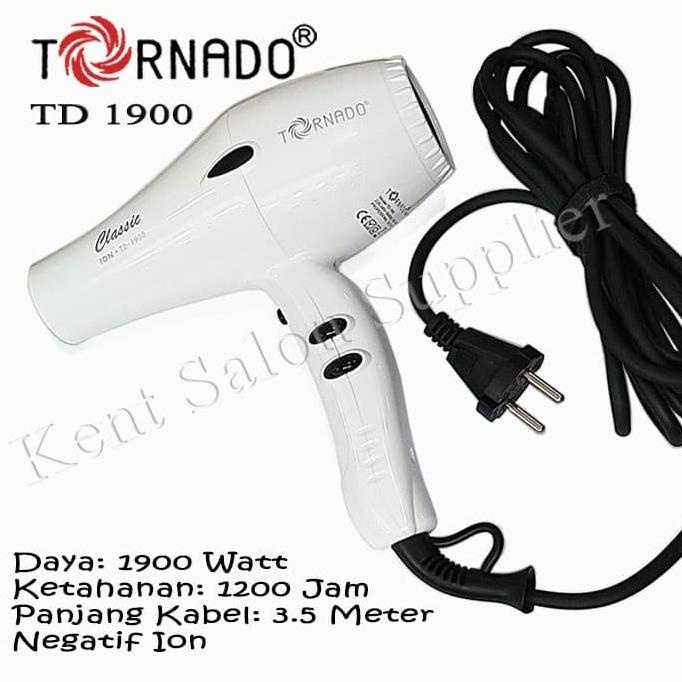 Hairdryer Tornado TD 1900 ION White selalu ada