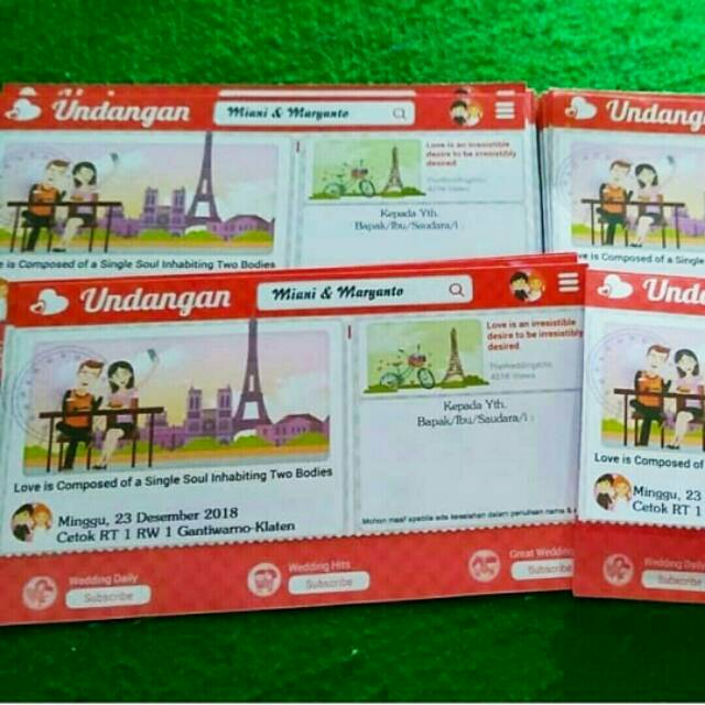 Kartu Undangan Pernikahan Lucu Unik Hepi 265 Termurah