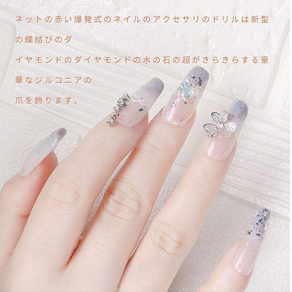 MXBEAUTY 3d Butterfly Nail Rhinestones Shiny Manicure Nail Art Perhiasan Busur Mewah Zirkon