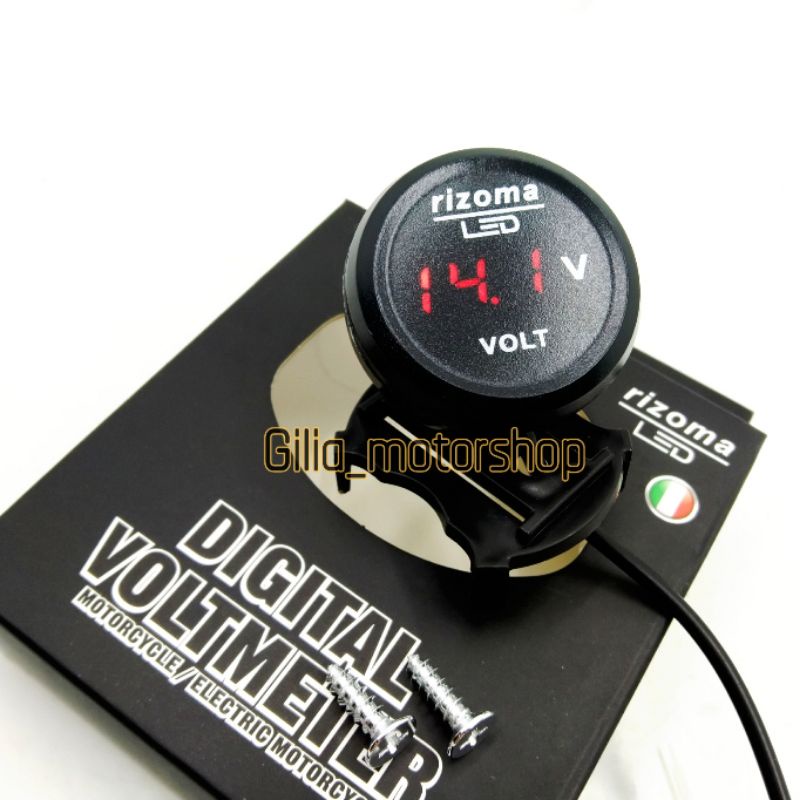 Voltmeter Aki Digital Bulat Rizoma LED  Voltmeter Pengukur Aki Digital Rizoma Original Universal Motor