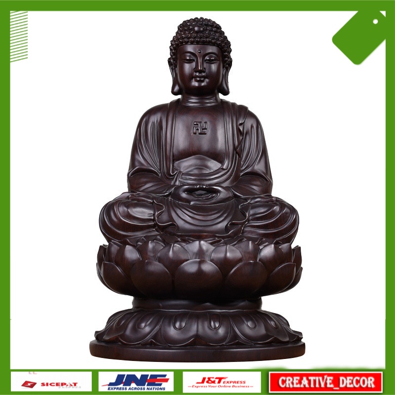 Patung Hiasan Meja Solid wood Tathagata Buddha statue statue Modern art sculpture Chinese Buddha Sta