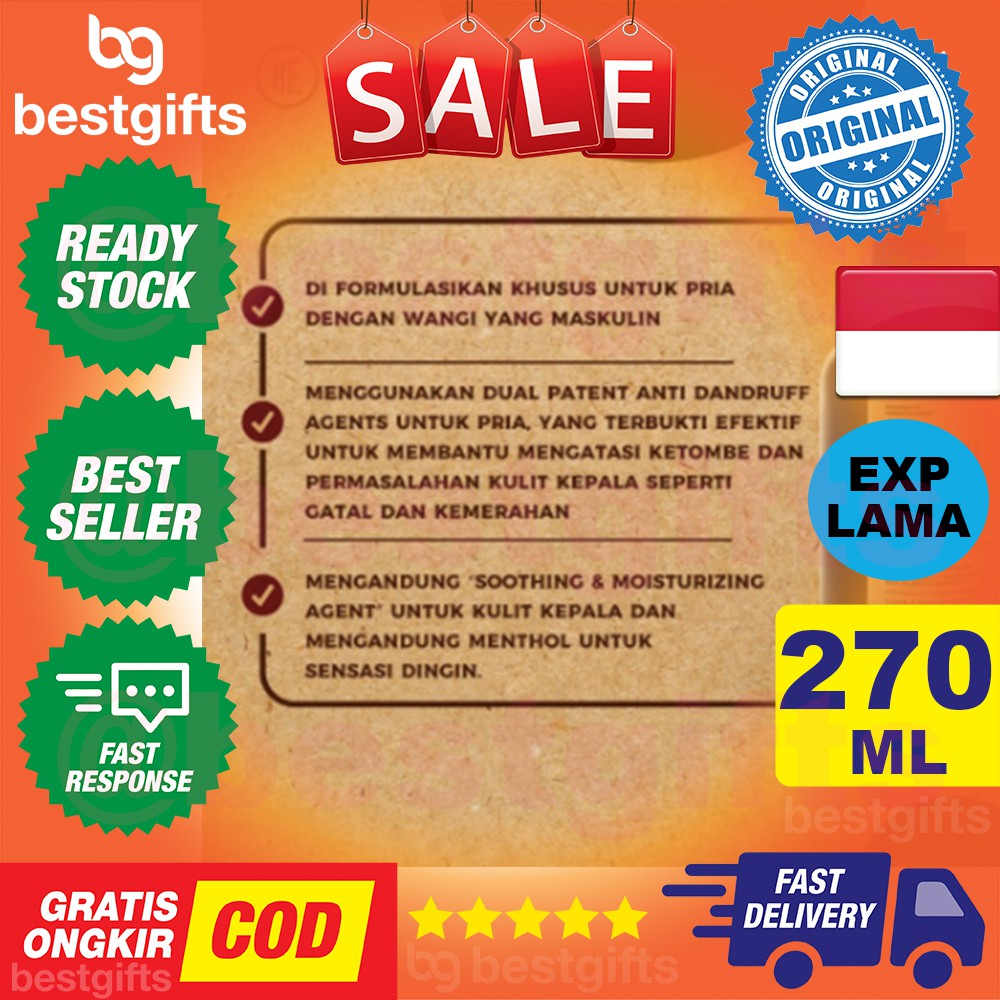 HIS ERHA ANTI DANDRUFF SHAMPOO DANDRUF SHAMPO SAMPO PRIA LAKI KULIT KEPALA ANTI KETOMBE GATAL 270 ML