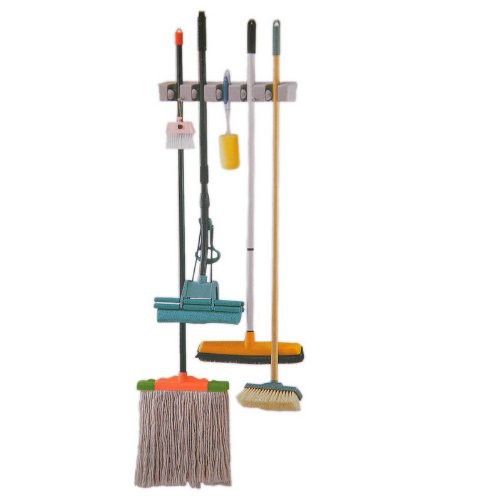 Magic Broom and Mop Holder / Gantungan Sapu dan Kain Pel 5 slot - Gray