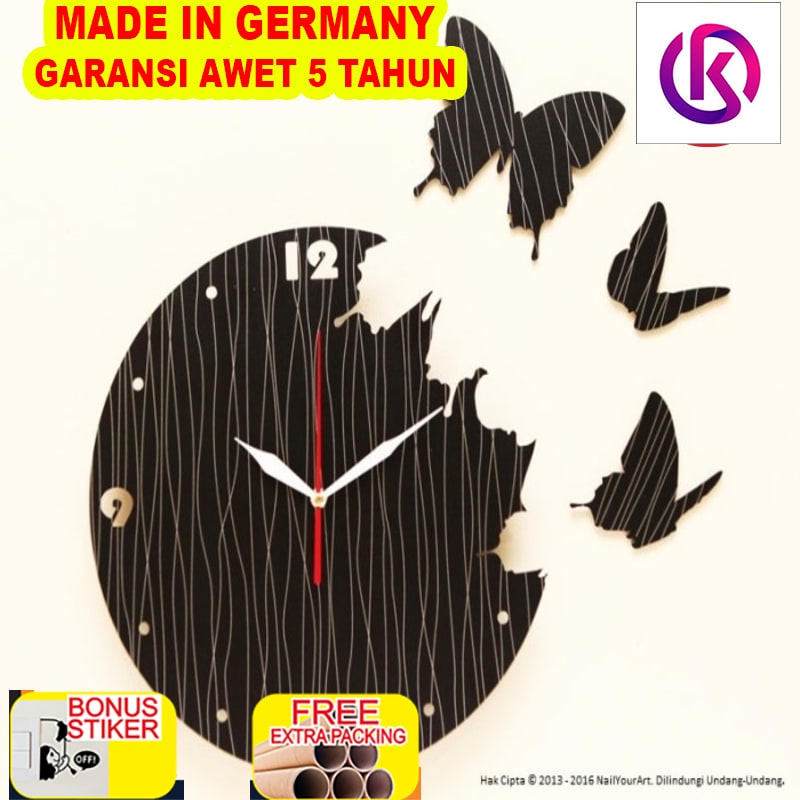 

Murah Jam Dinding Unik Artistik - Butterfly Black Wall Clock