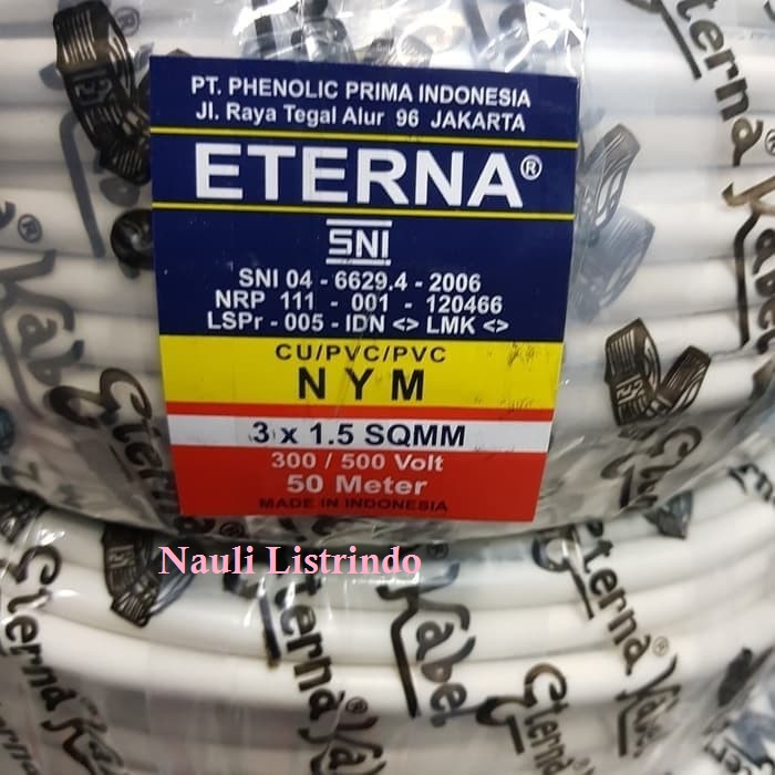 KABEL LISTRIK ETERNA NYM 3x1.5mm @50m Eterna NYM 3x1,5 mm