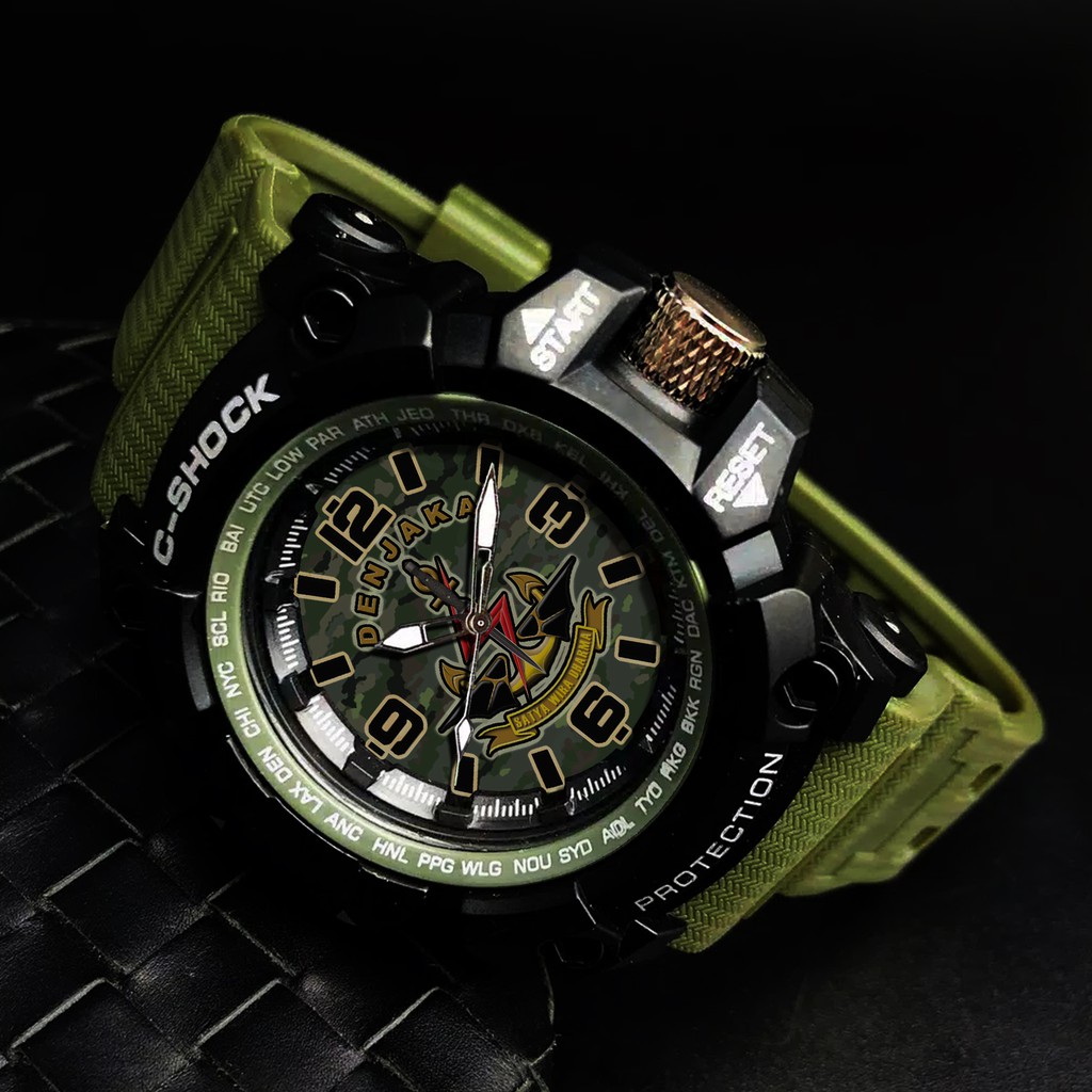 (EXCLUSIVE) JAM TANGAN TNI - &quot;DENJAKA&quot; .  STRAP RUBER HIJAU ARMY