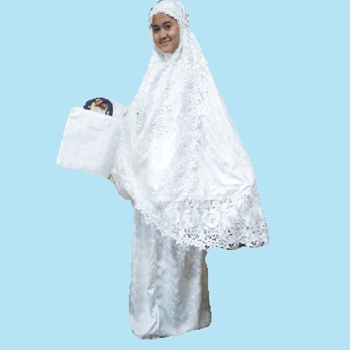 Mukena Dewasa Sutra Mawar Putih