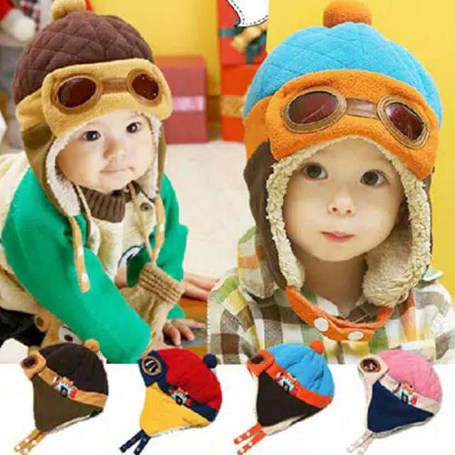 Topi pilot kupluk balita model pilot Topi anak - topi musim dingin anak - KOREAN BABY HAT