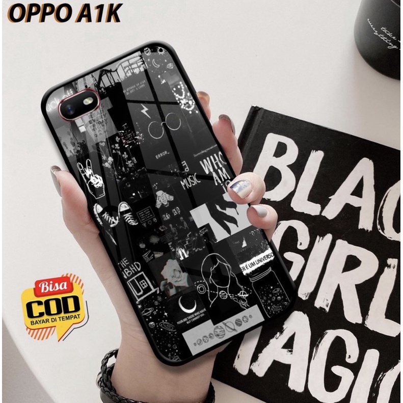 ACASTO Case A1k/ Realme C2 motif fashion aesthetic black color art theme 002 custom case casing pria