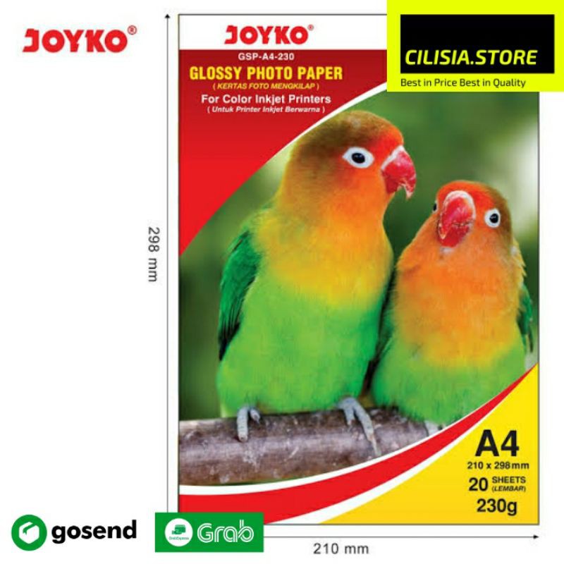 

Kertas Foto Joyko A4 Glossy Photo Paper 230gsm Isi 20 Lembar