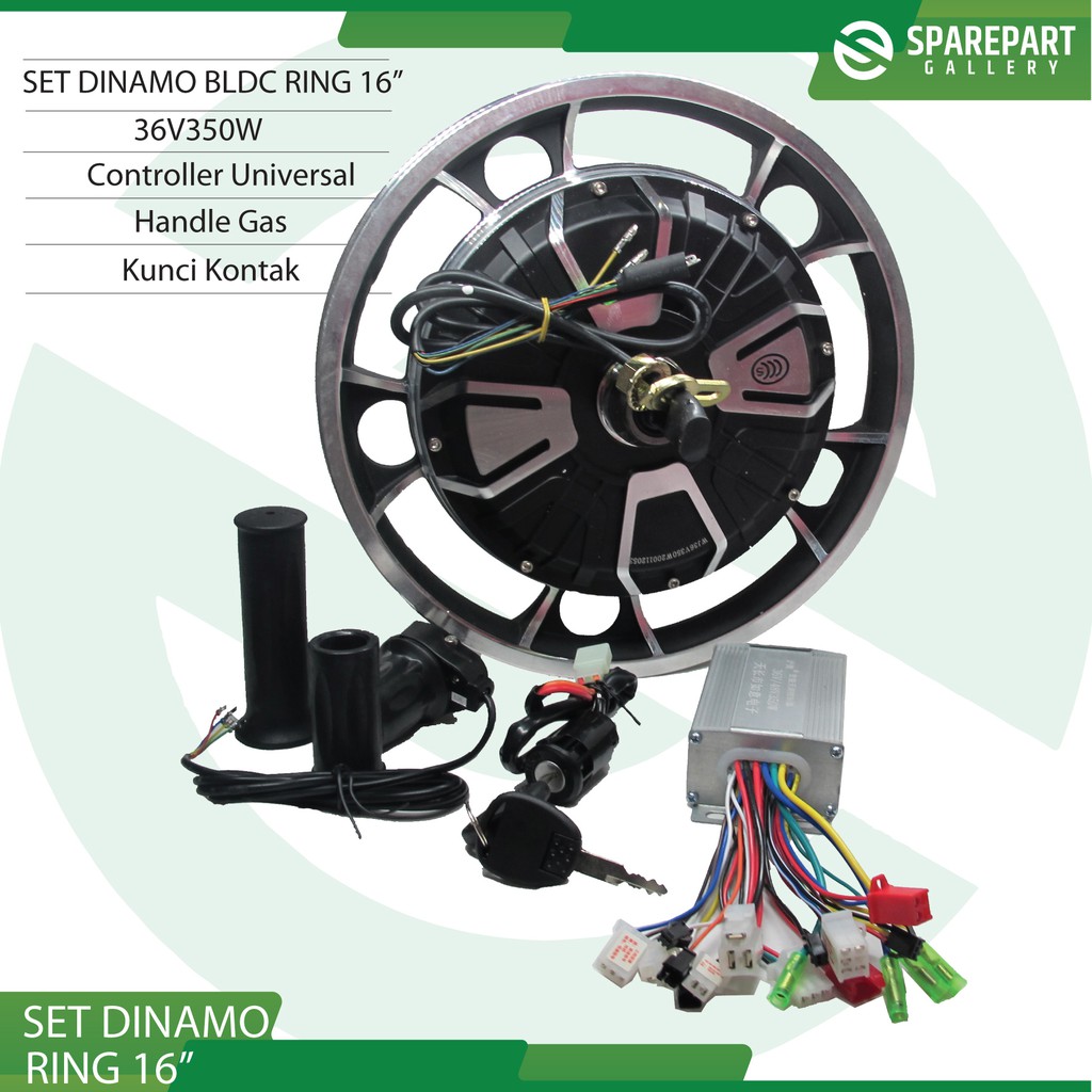 Set dinamo sepeda listrik 36v350w ring 16&quot; (16inch)