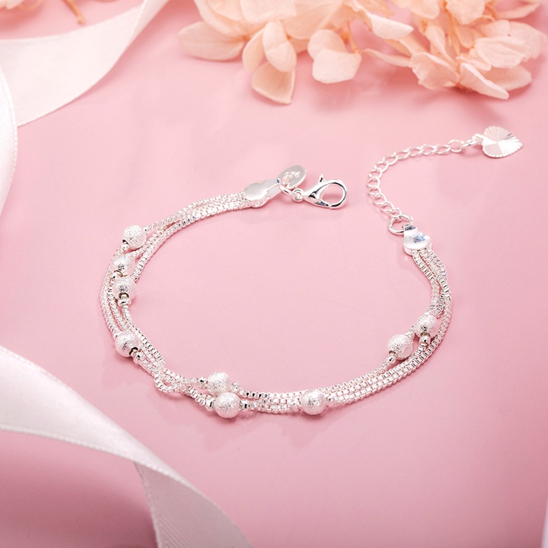 Gelang Rantai Sterling Silver 925 Bentuk Bola Matte Untuk Wanita