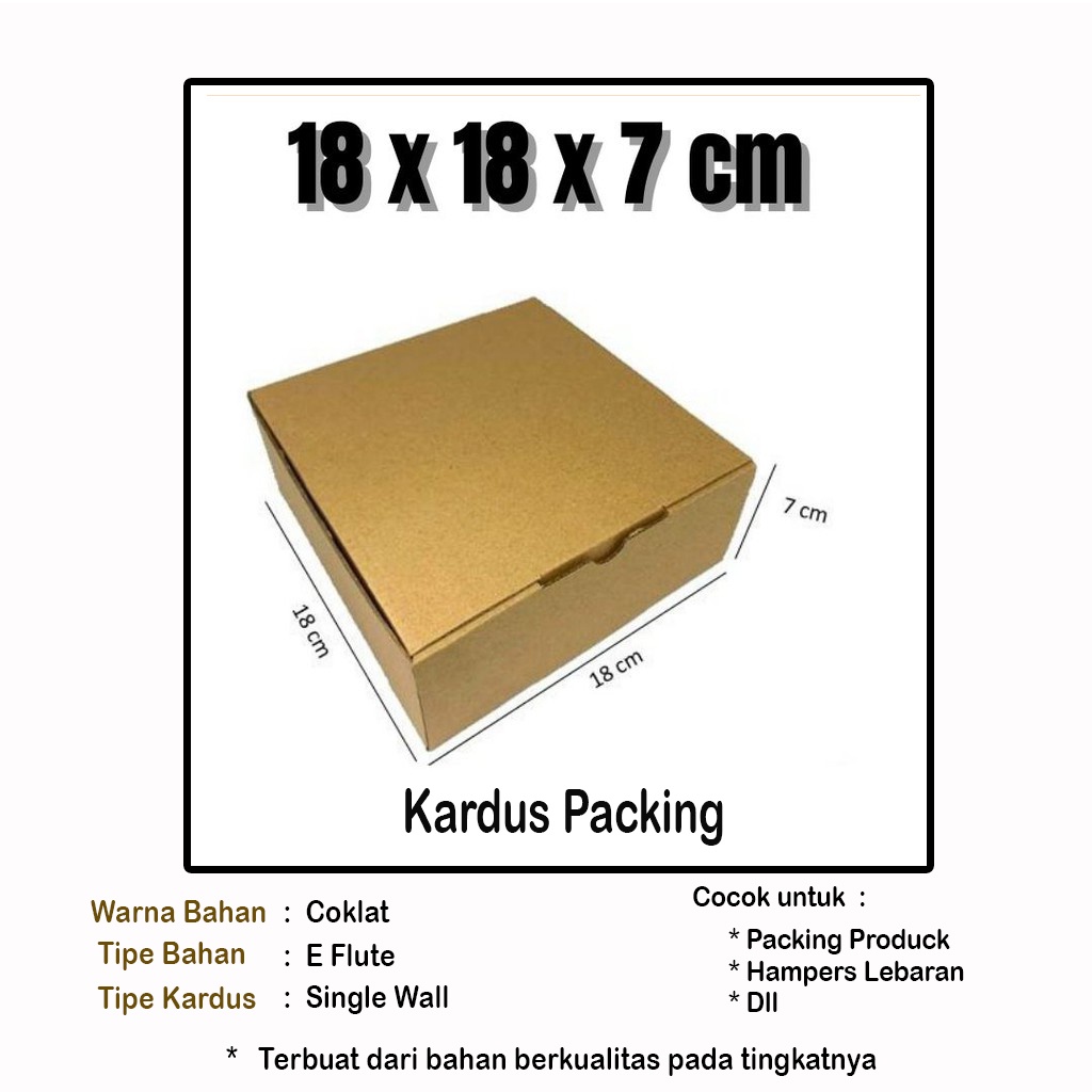 

Kardus Packing 18x18x7 cm | Box Paket | Box Kue Tart | Box Snack | Box Hampers