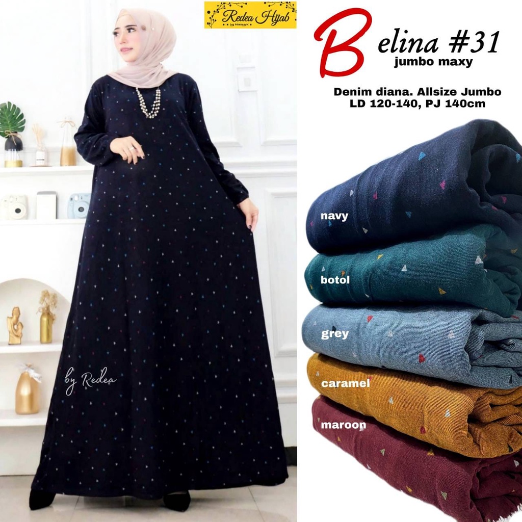 Baju Gamis Super Jumbo Ld 120 130 140 Gamis Diana Harian Big Size XXXXL Adem Kekinian Belina 31