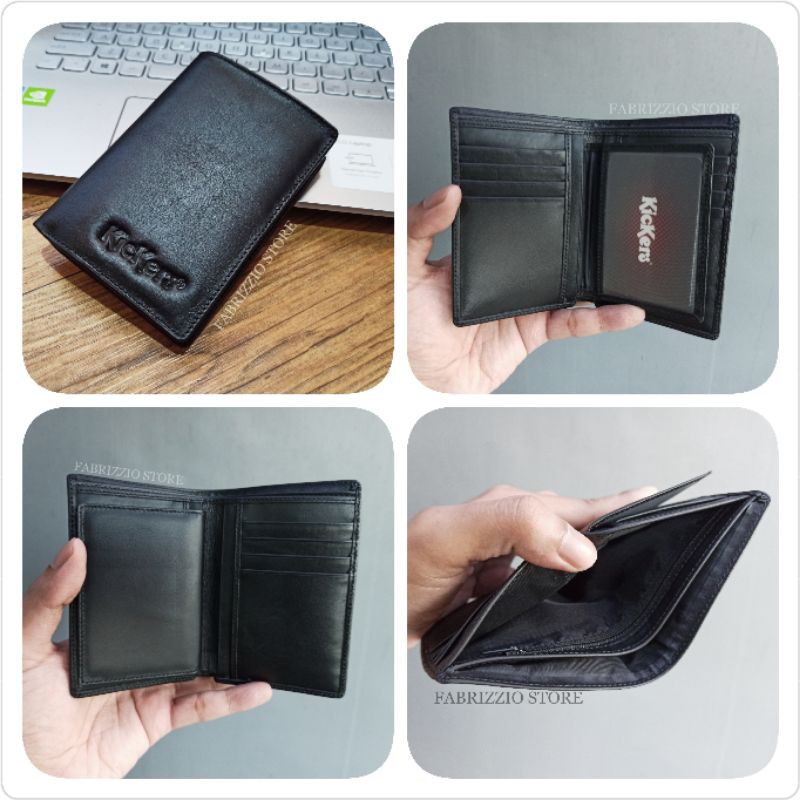 dompet pria berdiri kulit asli