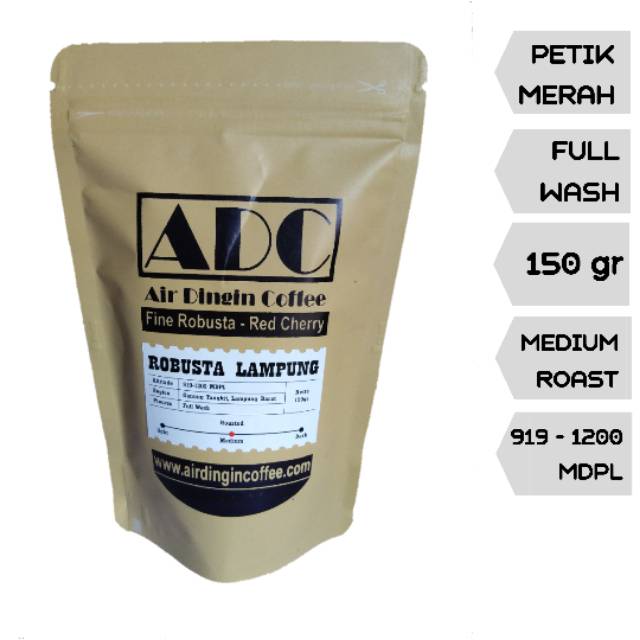 

Kopi Bubuk Robusta Petik Merah Full Wash Process 150 gr - Air Dingin Coffee