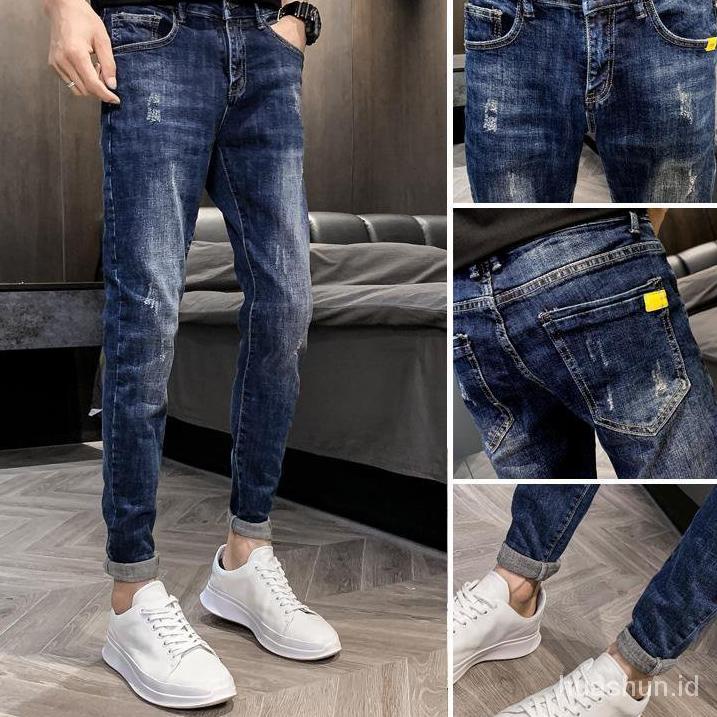 New Sale 【hot】Celana jeans pria celana korean style pria celana jeans slim fit pria celana jeans pri