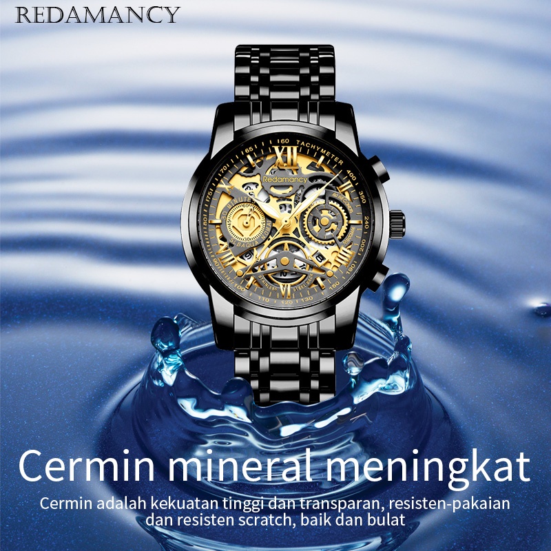 Redamancy Original Jam Tangan Pria Luxury Arloji tahan airStainless Steel Watch Jam tangan bercahaya