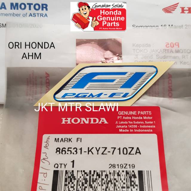 86531-KYZ-710ZA emblem mark pgm f1 logo f1 3D ori honda ahm asli gonda