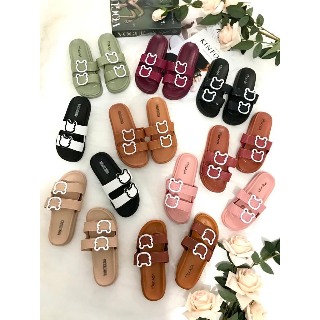 Sandal Selop Karet Jelly Gesver CATTY DOUBLE / Sandal import 1606 - 3