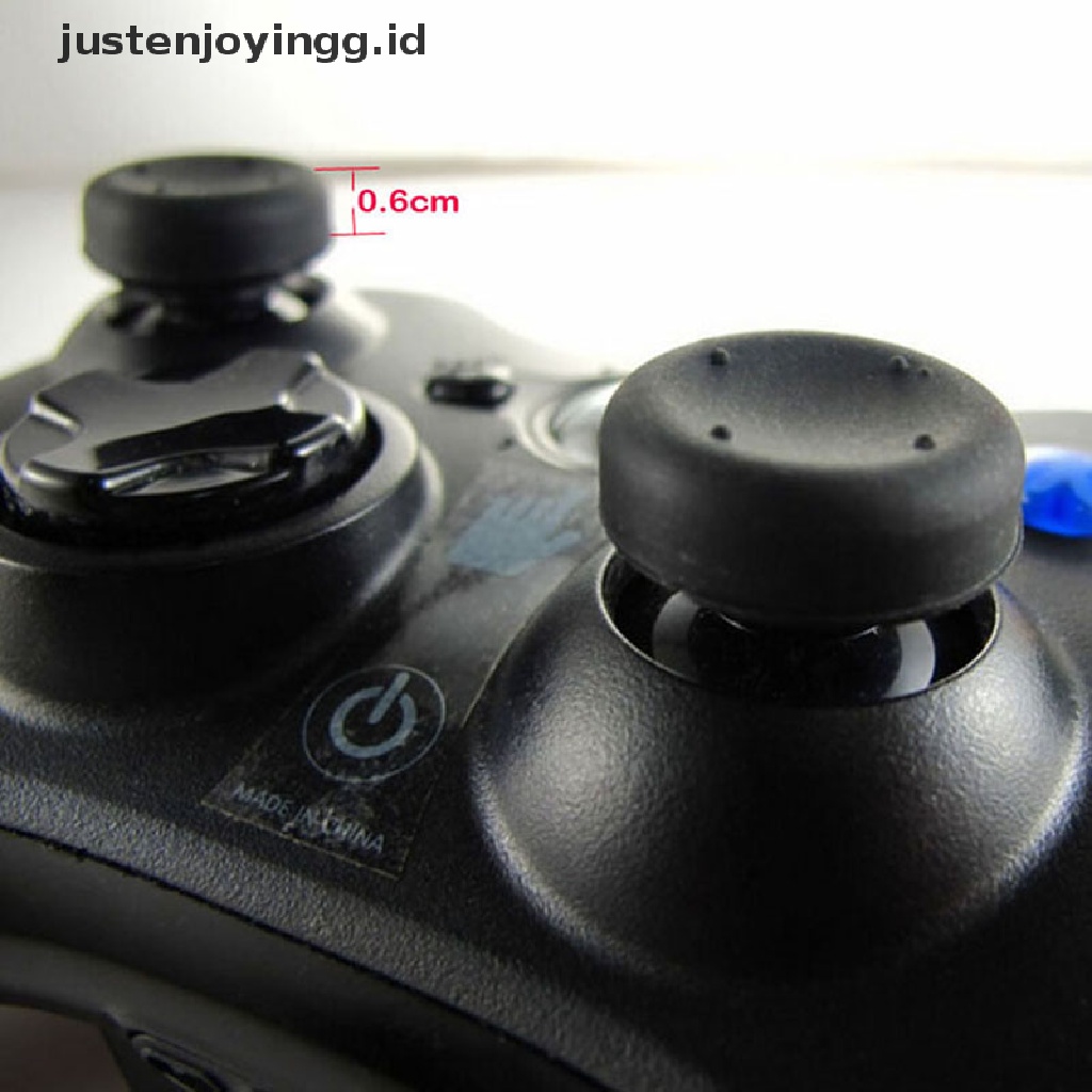 // justenjoyingg.id //  8pcs Black Silicone Thumb Stick Grip Cover Caps For PS4 Game Analog Controller ~