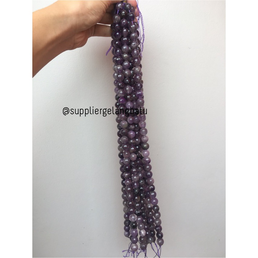 Batu kecubung brazil asli FACET 12mm CUTTING purple amethyst asli ungu aksesoris etnik martapura