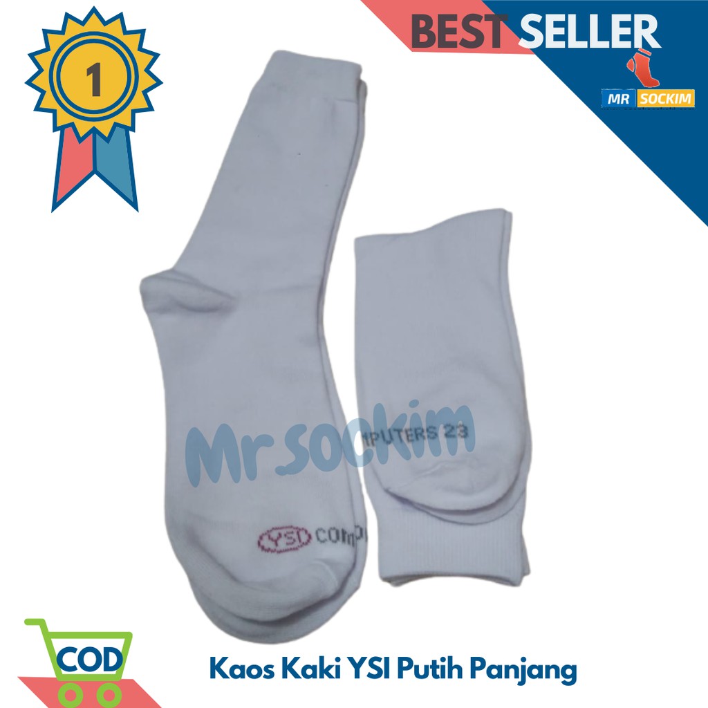 Kaos Kaki Sekolah Sd Smp Sma Putih Tapak Hitam YSI Computers Spandek Lusinan