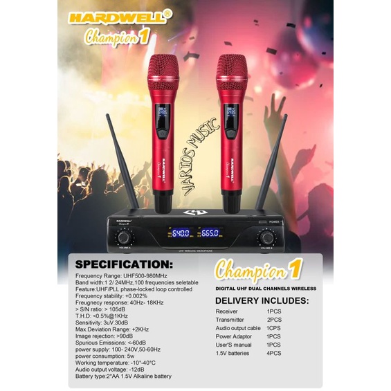 MIC WIRELESS HARDWELL CHAMPION 1 RED ORIGINAL HARDWELL