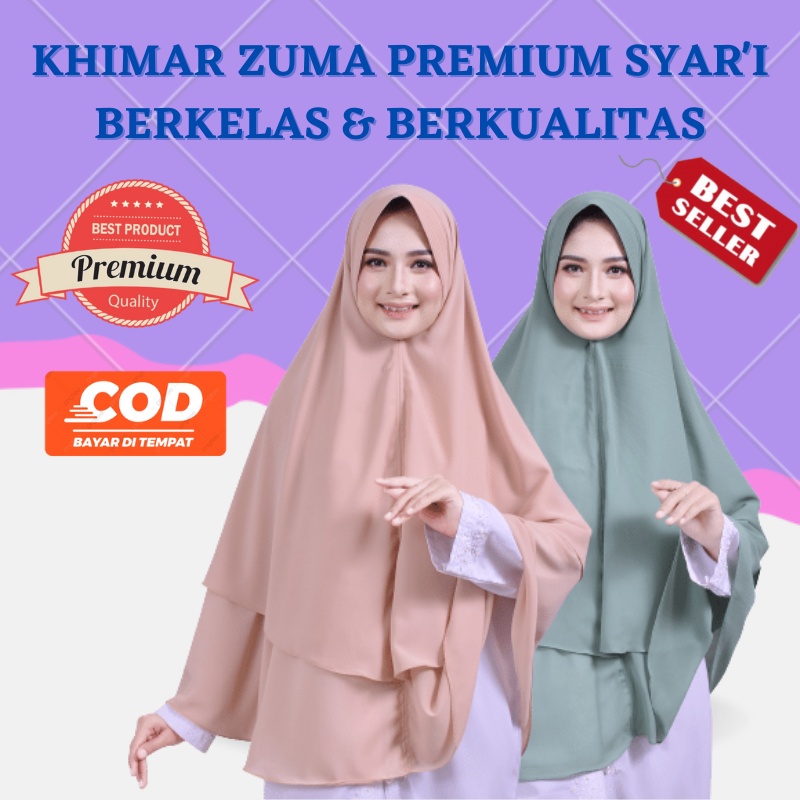 Jilbab Khimar Hijab Syari Jumbo Kerudung Bergo Jumbo Jersey 2 Layer Zuma