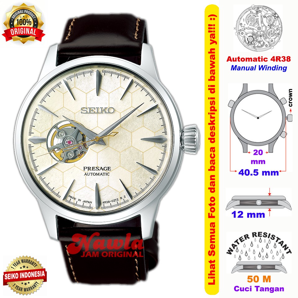 Seiko Presage SSA409J1 Cocktail Honeycomb Automatic - Jam Tangan Pria SSA409 Open Heart Limited