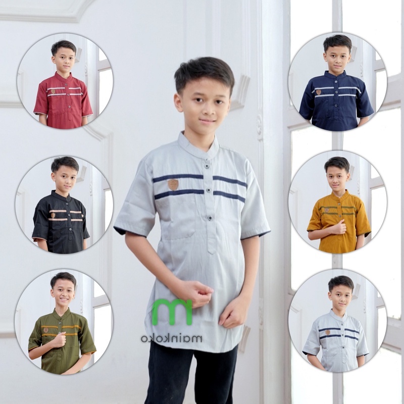 Baju Koko Anak Remaja kombinasi Garis|| Koko Batik Bata | Koko Murah Terlaris