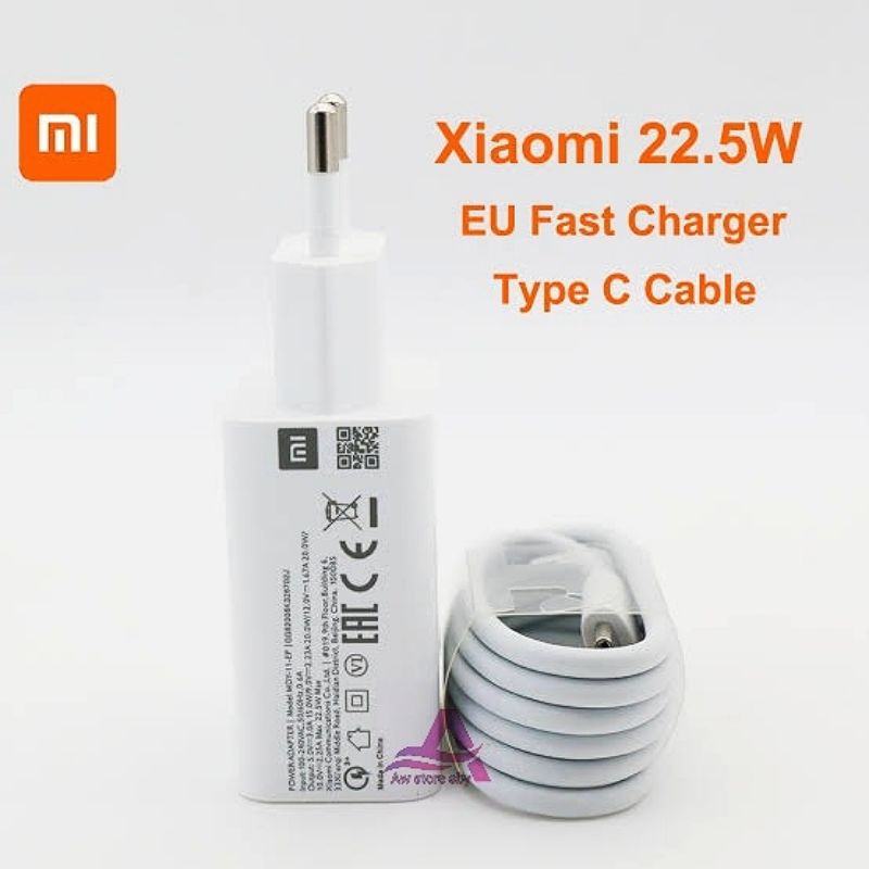 22W Charger Xiaomi Type C Fast Charge Redmi 8/Redmi 9/9T/10C/Note 7/7 pro/Note 8/8 pro/Note 9/ Poco M3 (22WATT)