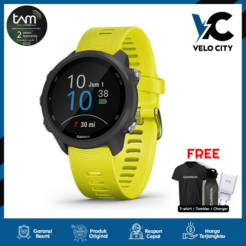 Garmin Forerunner 245 Amp Yellow non music - Garansi Resmi TAM 2 Tahun (Kuning)