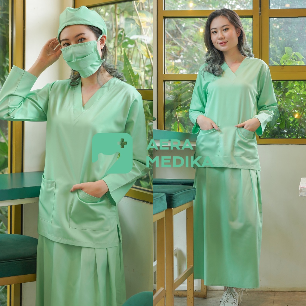 Set ROK - Baju Jaga / OK perawat / Dokter / Scrub Medis / Seragam OKA - AERA MEDIKA