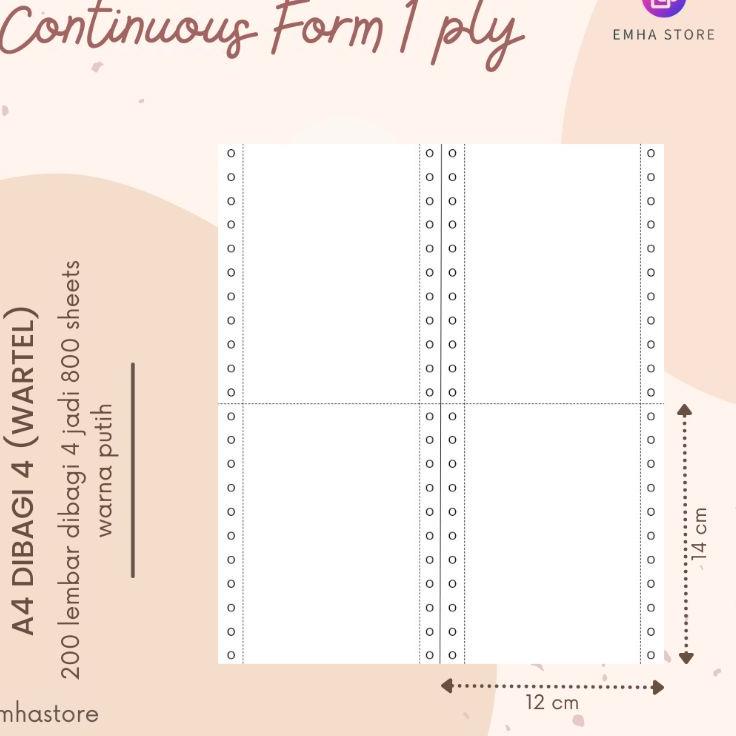 

69 Kertas Continuous Form Struk PPOB PLN A4 Dibagi 4 Wartel 1 Ply 200 Lembar ➫ Ready