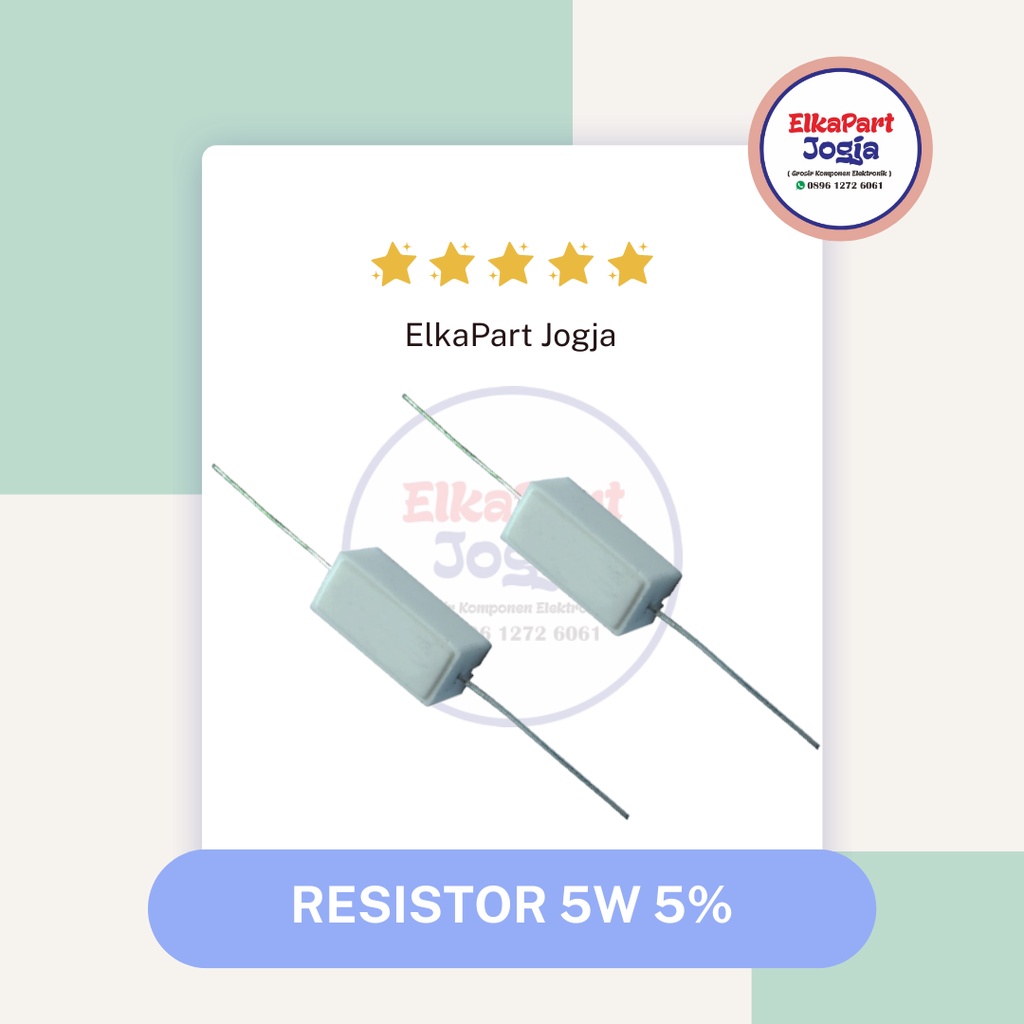 RESISTOR KAPUR 5W 5% 820 Ohm 1K Ohm 1.2K Ohm 1.5K Ohm 1.8K Ohm 2.2K Resistor 5watt Metal Film 1K2 Oh