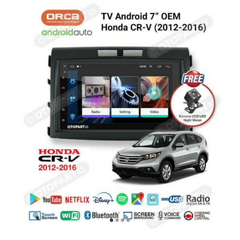 Head unit oem CRV - tv android Honda CRV  2012-2016 - tv android orca adr7688 7 inch