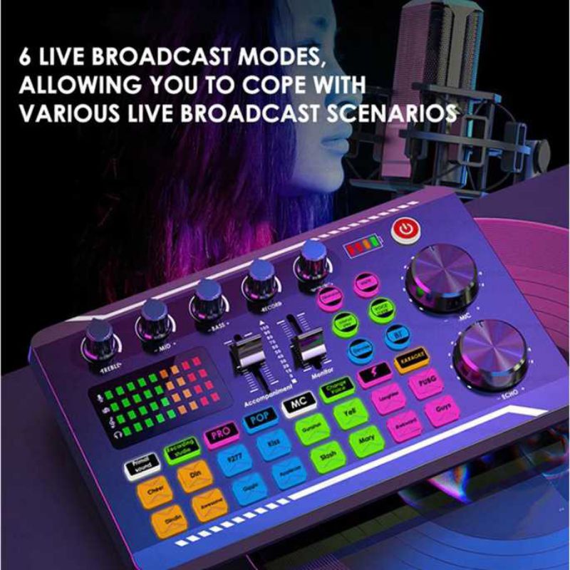 Crust Pro Audio Interface Mixer Sound Card Live Broadcast Karaoke-F998