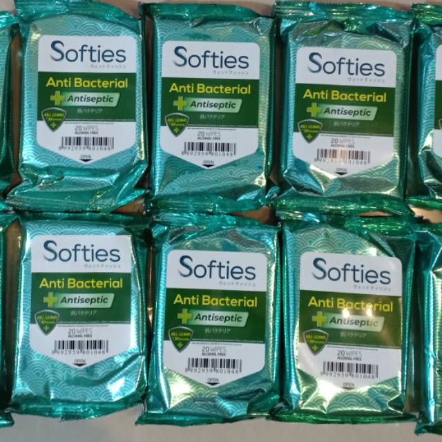 Softies anti bacterial antiseptic 20 wipes