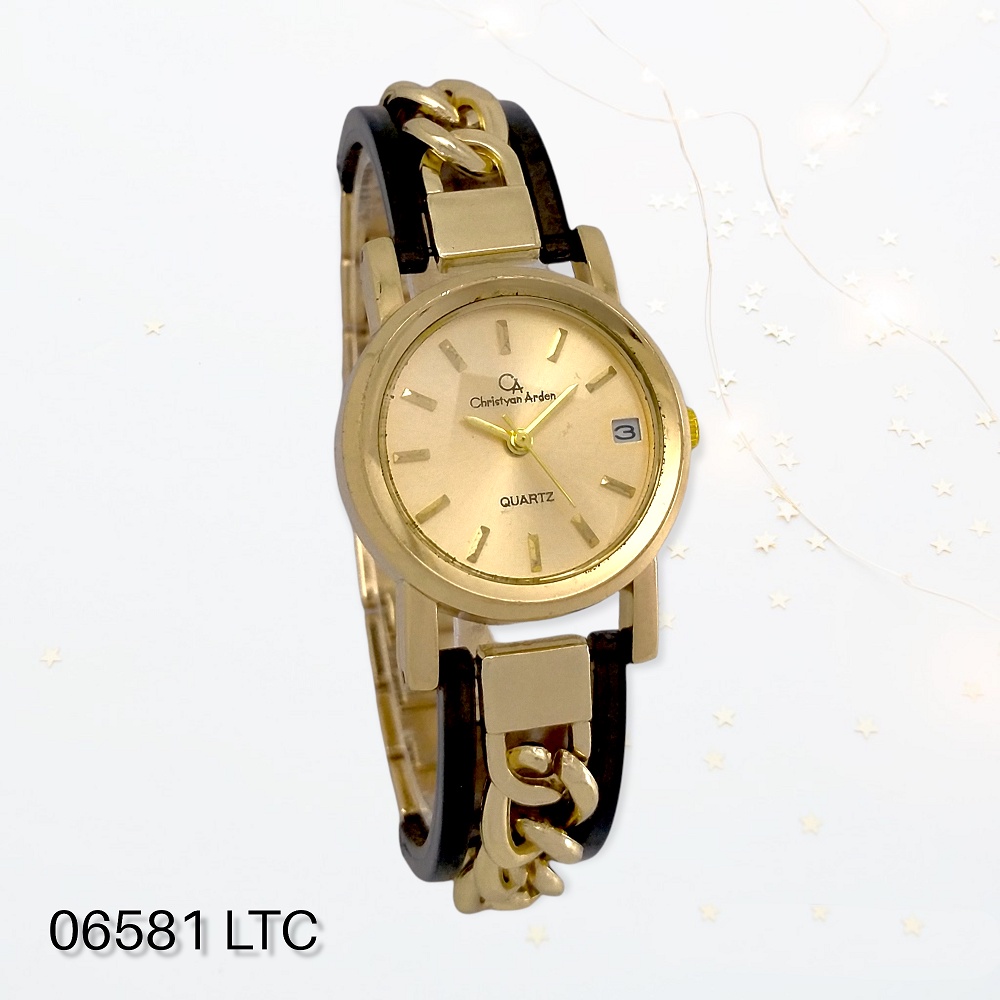 06581 Gold Jam Tangan Rante Wanita Tanggal Murah dan Original