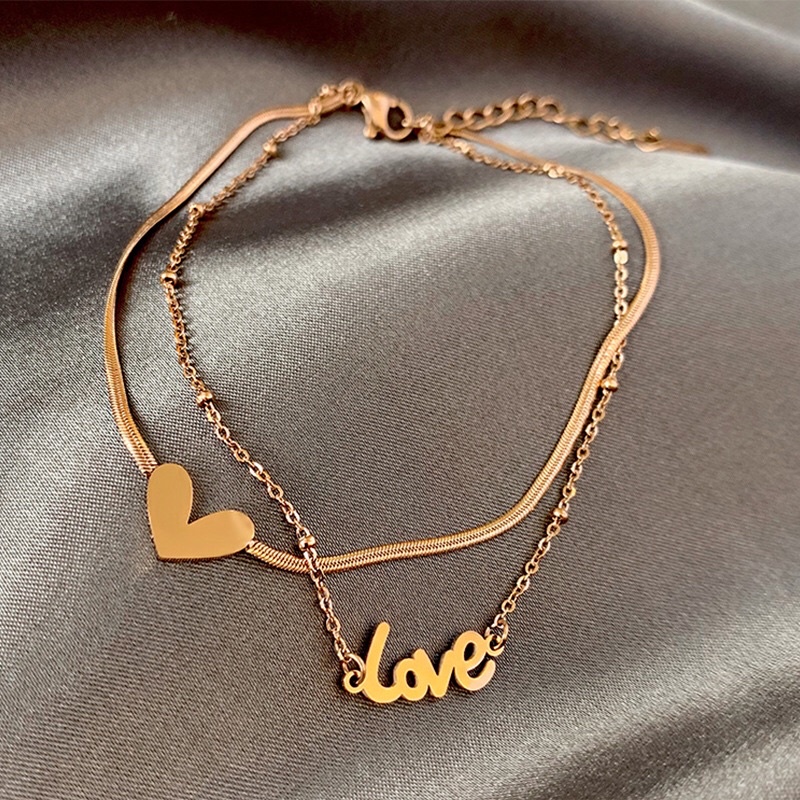 Gelang Titanium Love 2 Layer Premium Vintage Fashion Style