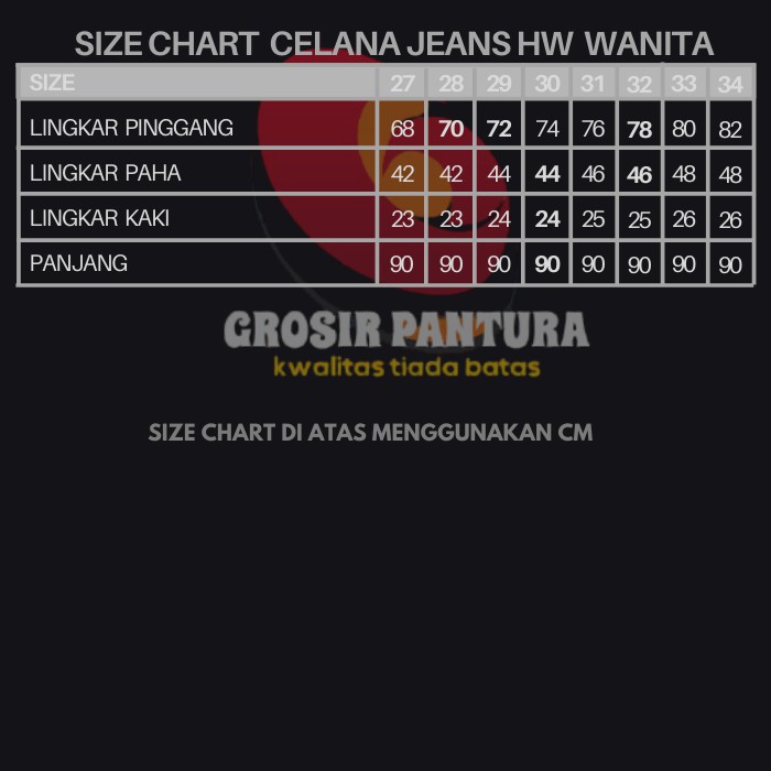 Hw Jeans Celana Jeans Panjang High Waist Original Wanita Kekinian size 27-34