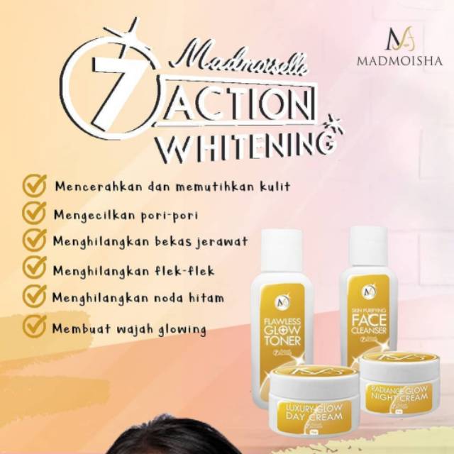 Paket 7 Action Whitening Glowing Perawatan Wajah Lengkap Terbaik READY