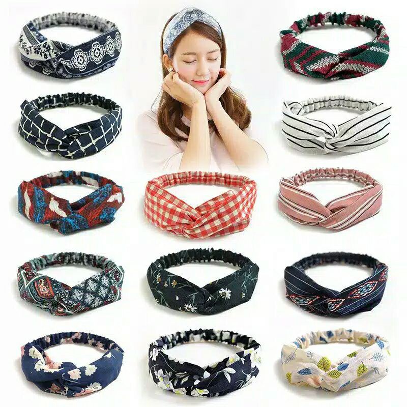 Bandana kain motif Bandana korea Hairband import murah