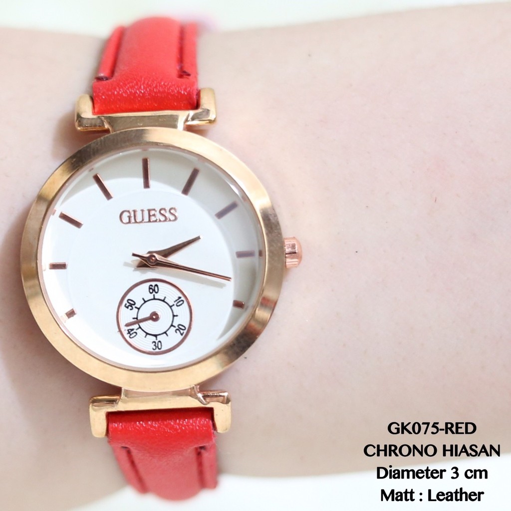 Jam tangan wanita guess fashion kulit cewek remaja grosir GK075