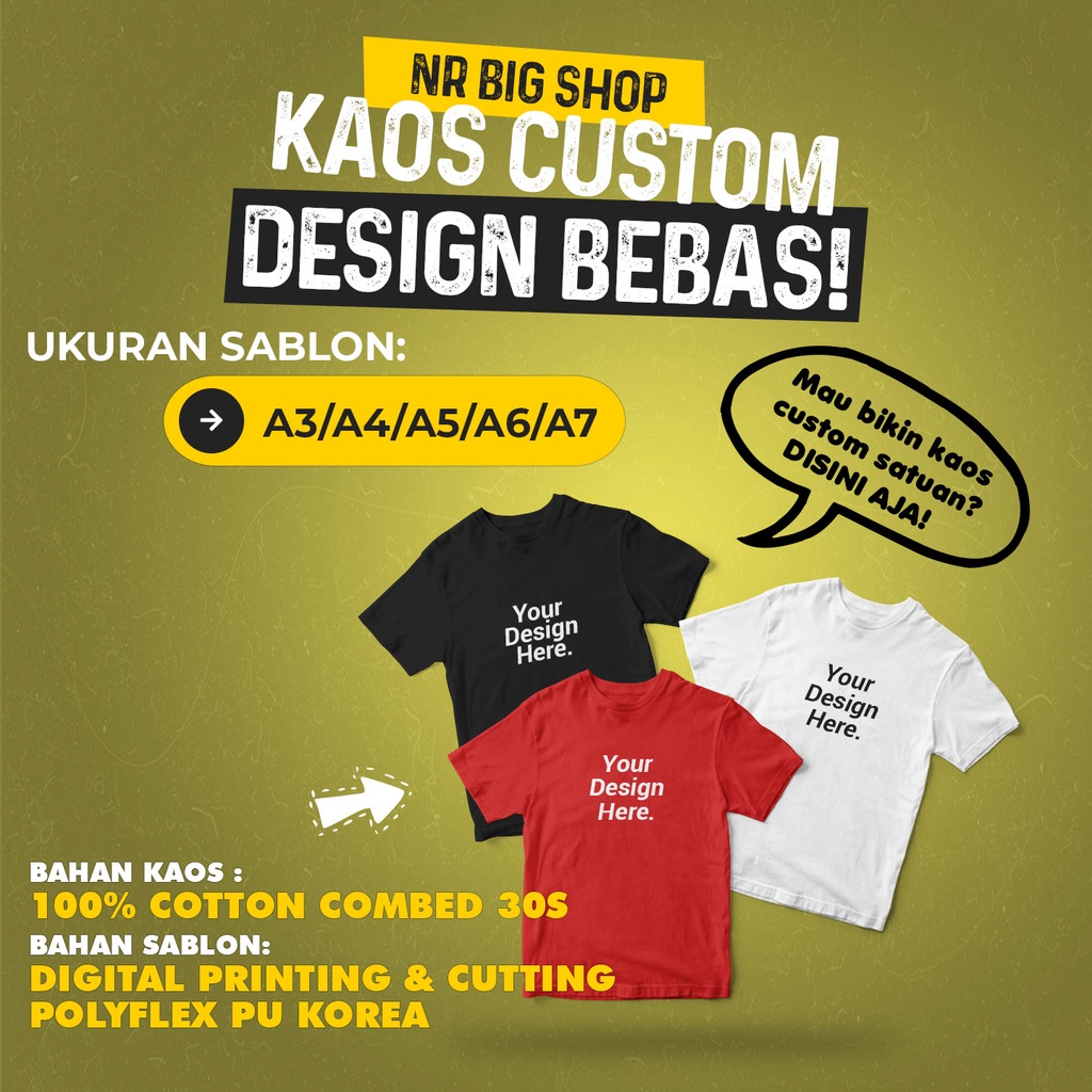 Kaos Custom Sablon Kaos Satuan Cetak Sablon Desain Sesukamu