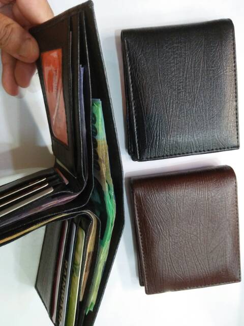 Dompet cowo 3 ruang polos lipat pendek