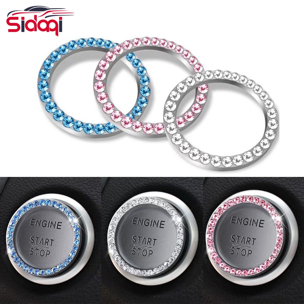 1piece Ring Bingkai Tombol Kunci Start Engine Chorme Kristal Grade Series Limited Edition Ignition Key Ornament Ring Auto Start Engine Car
