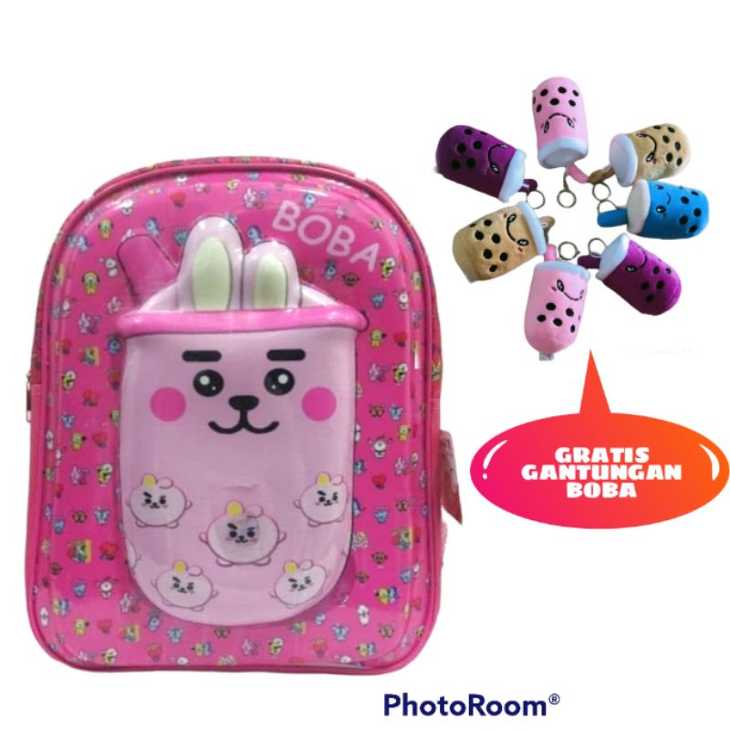 Paket 3in1 Tas boba led anak paud TK gratis topi wesbag