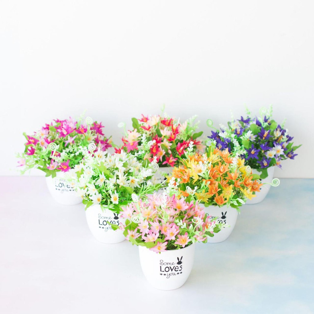 COD/ Bunga TANAMAN BUNGA HIAS POT TANAMAN HIAS DEKORASI RUMAH  DAN BUNGA PLASTIK P2084-4